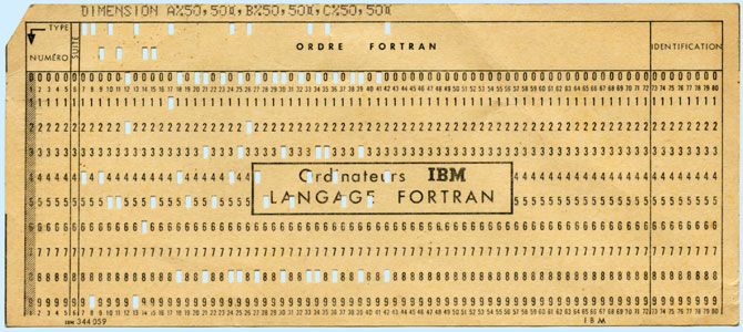 IBM hole card coded in Fortran language
